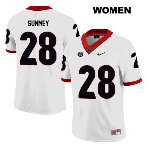 Women's Georgia Bulldogs NCAA #28 Anthony Summey Nike Stitched White Legend Authentic College Football Jersey VJP5354PQ